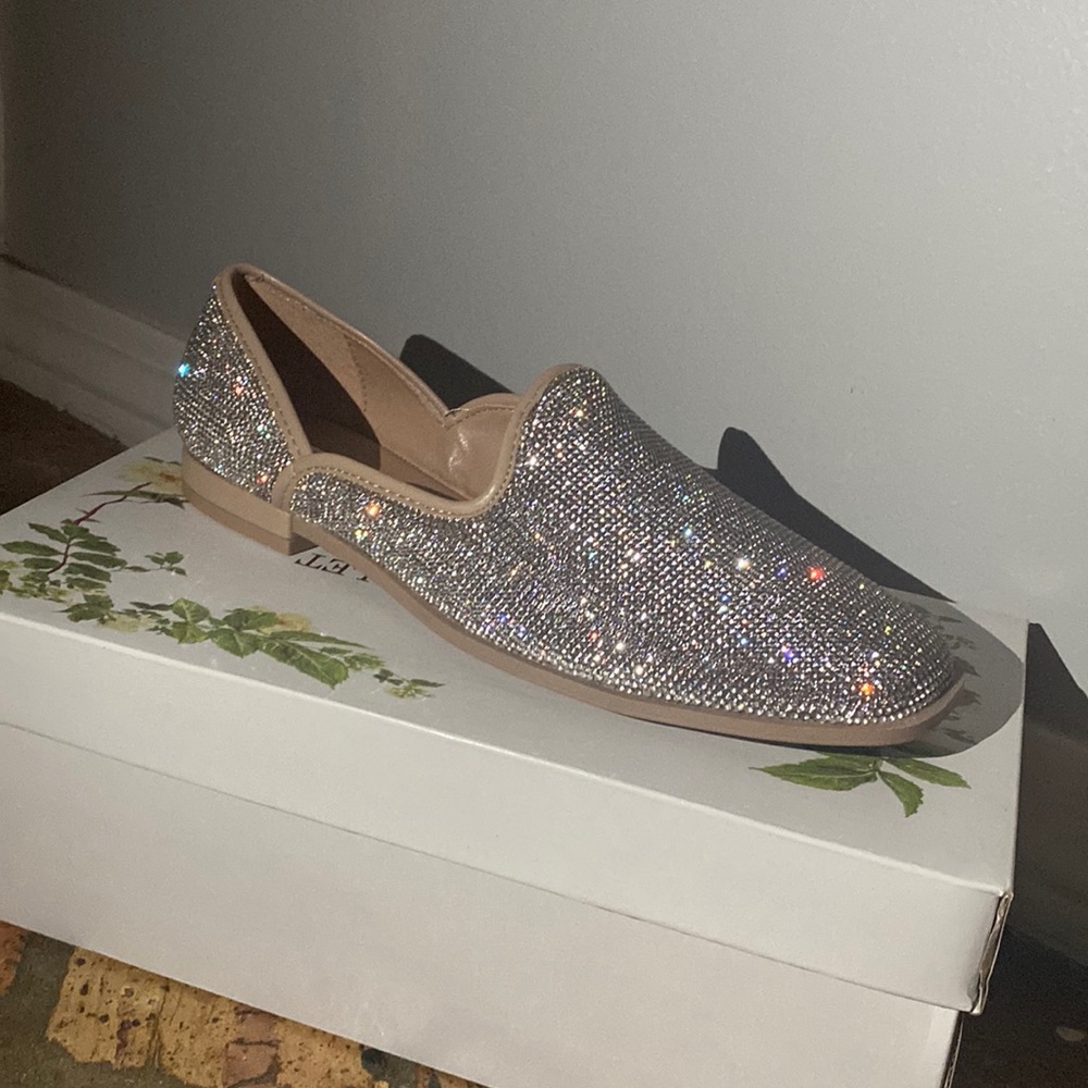 CHELSEA AND VIOLET LEONE RHINESTONE EMBELLISHED LOAFER FLATS